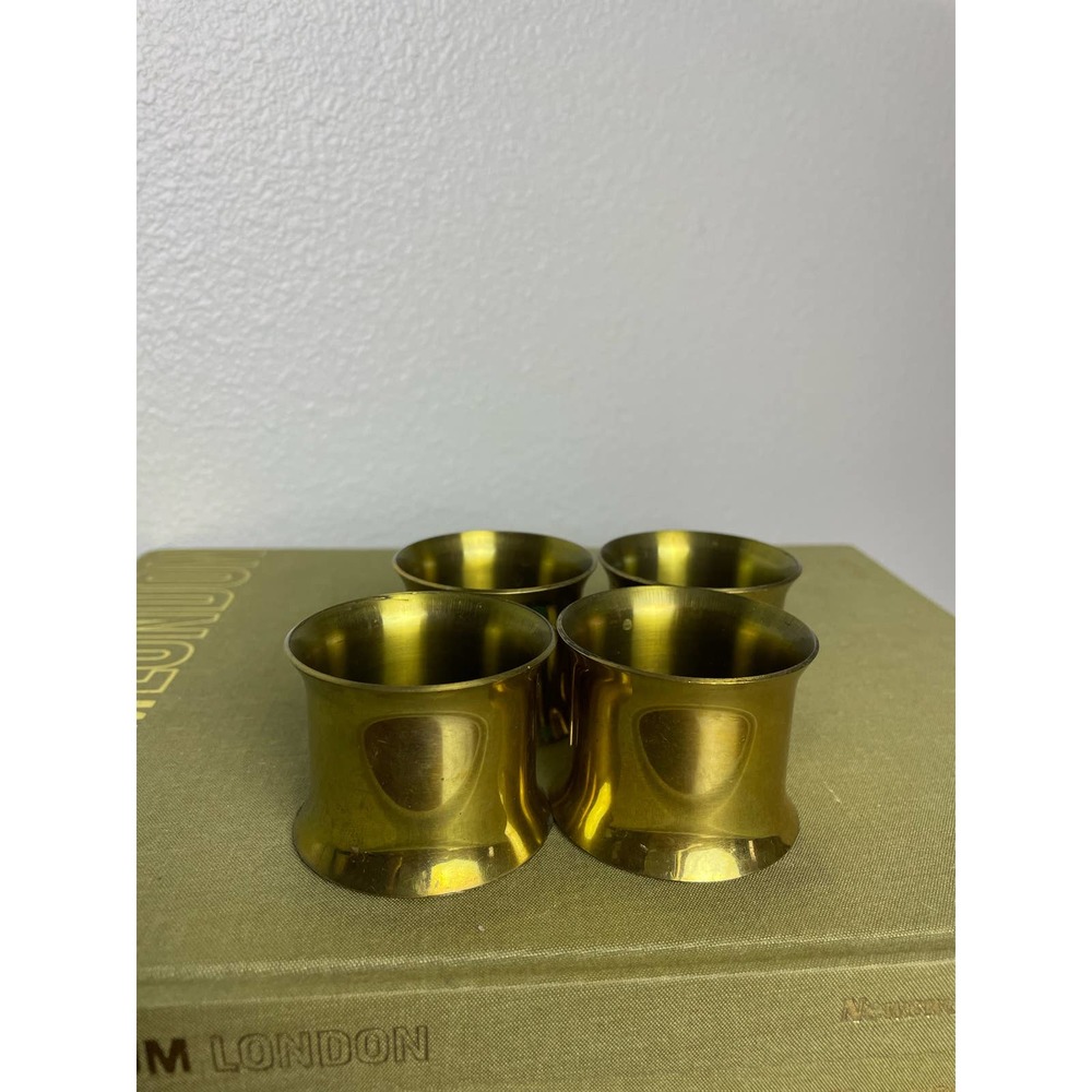 Vintage Brass Napkin Ring Holders - Set of Four (4) - Attractive Aged Patina